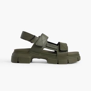 GANNI Rubber Sandals in Army Green